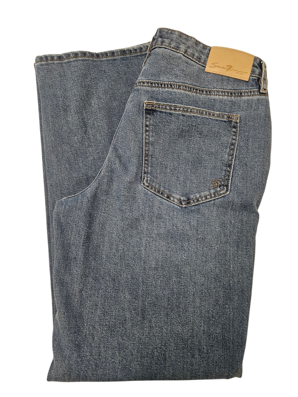 Seven7 Women's Wide Leg Jeans Medium Blue Denim Mid Rise Casual